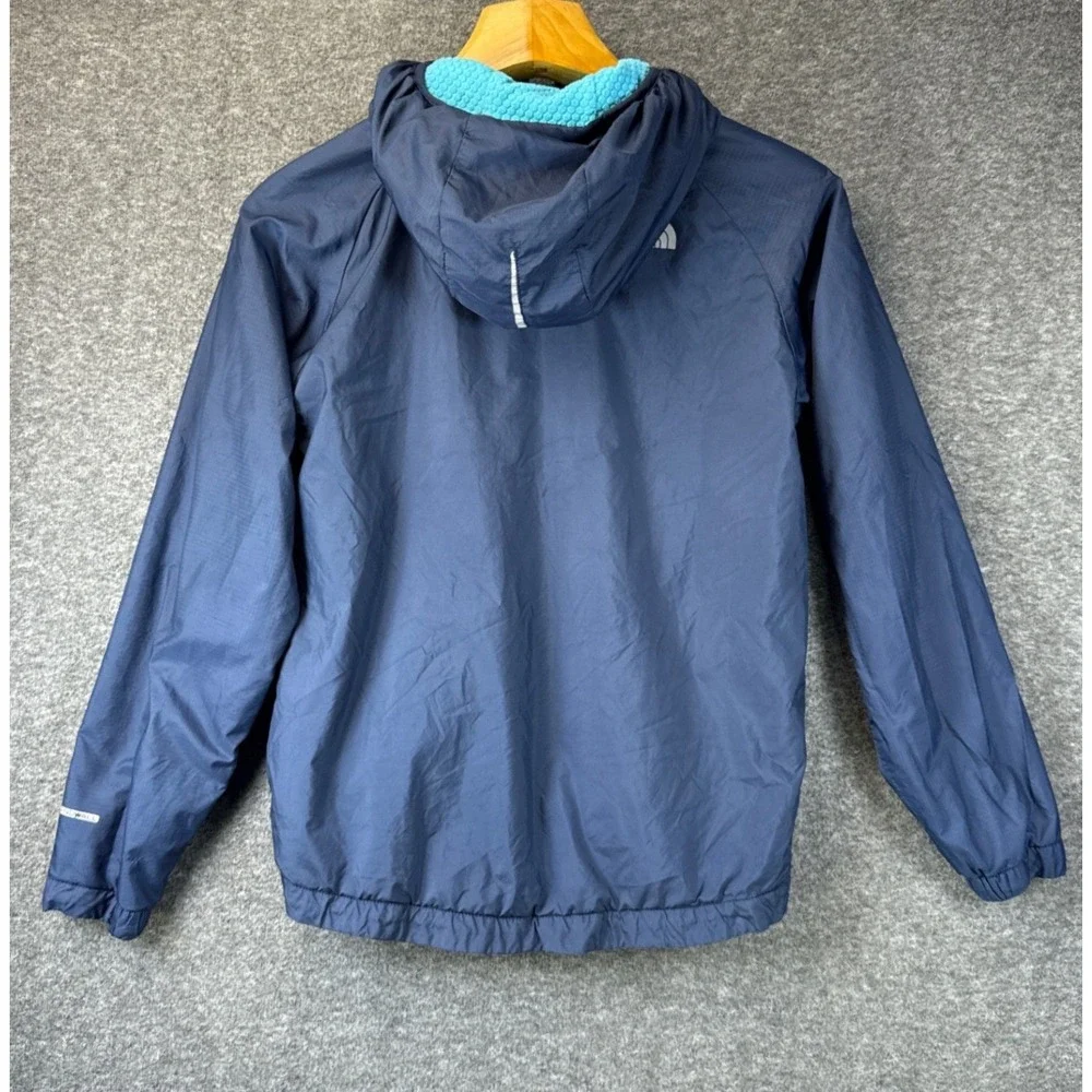 The North Face WindWall Jacket Boys L 14/16 Blue Reversible Hooded Windbreaker